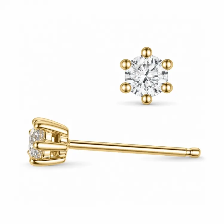 2 x 0,10 ct lab grown diamant solitaireørepynt i 14 karat gull med lab grown diamant 