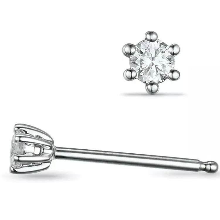 2 x 0,20 ct lab grown diamant solitaireørepynt i 14 karat hvitt gull med lab grown diamant 