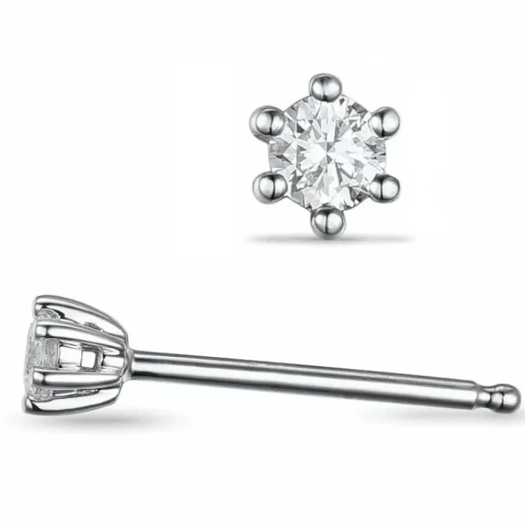 2 x 0,30 ct lab grown diamant solitaireørepynt i 14 karat hvitt gull med lab grown diamant 