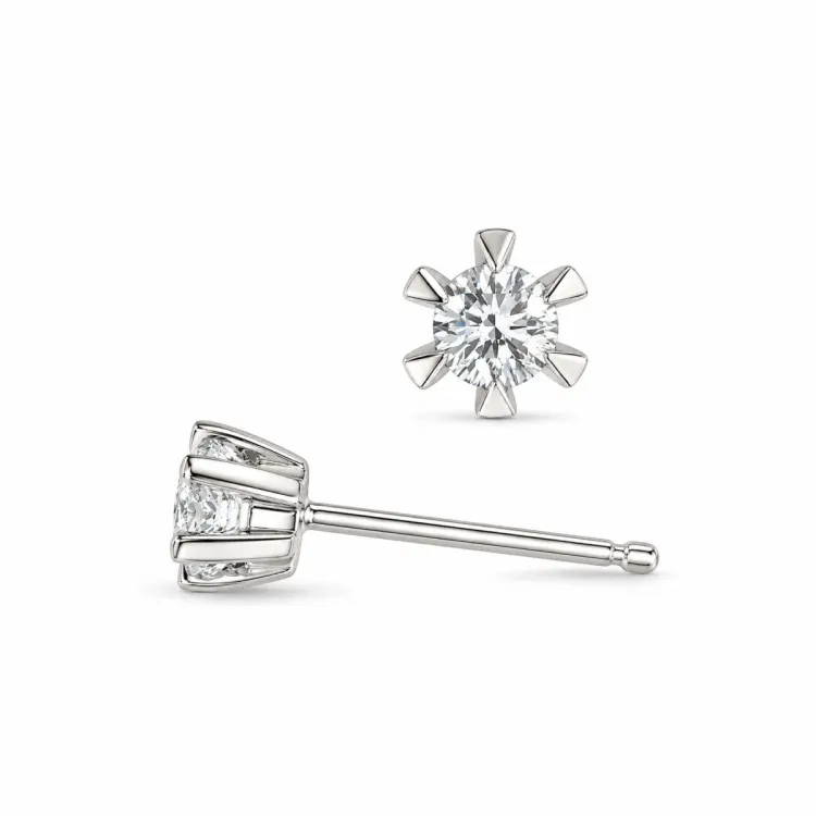2 x 0,10 ct lab grown diamant solitaireørepynt i 14 karat hvitt gull med lab grown diamant 