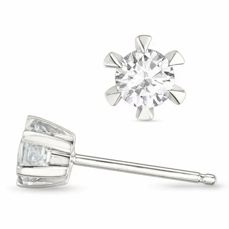 2 x 0,20 ct lab grown diamant solitaireørepynt i 14 karat hvitt gull med lab grown diamant 