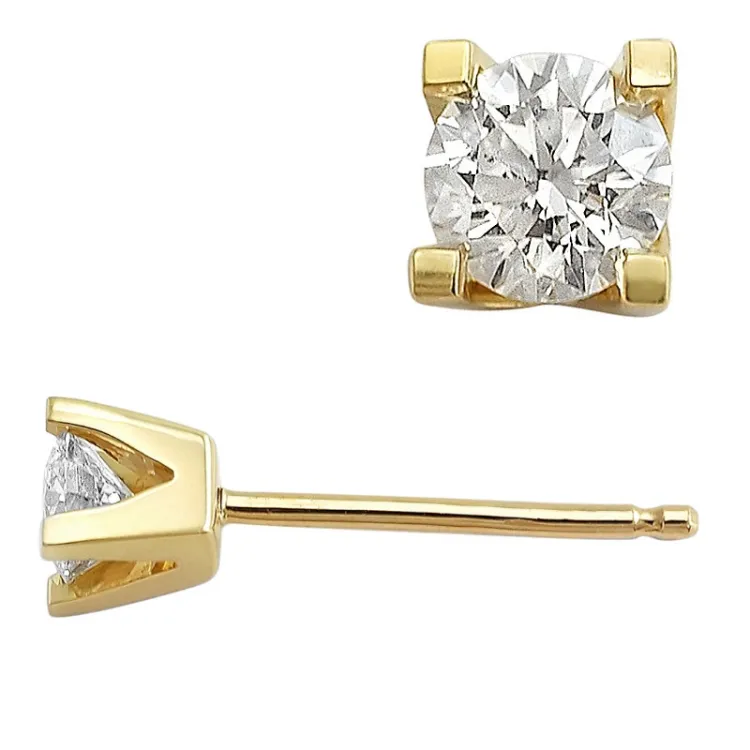 2 x 0,50 ct lab grown diamant solitaireørepynt i 14 karat gull med lab grown diamant 