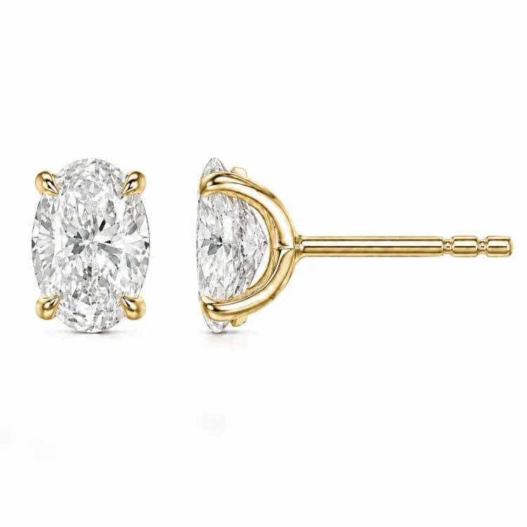 2 x 0,40 ct lab grown diamant solitaireørepynt i 14 karat gull med lab grown diamant (CVD) 