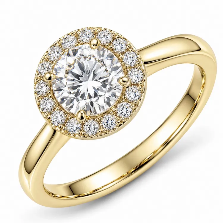 lab grown diamant ring i 14 karat gull 1,0 ct 0,21 ct