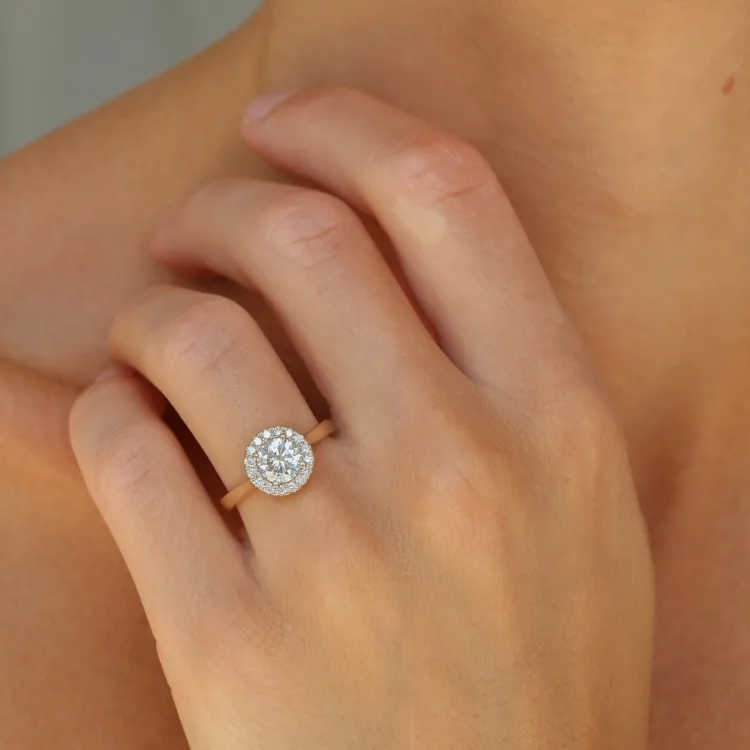 lab grown diamant ring i 14 karat gull 1,0 ct 0,21 ct