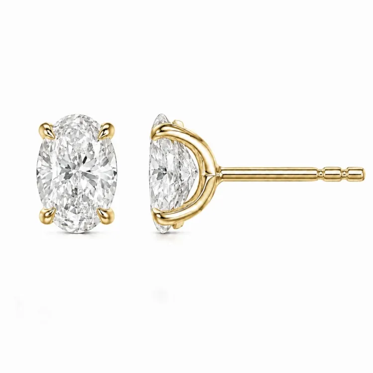 2 x 0,30 ct lab grown diamant solitaireørepynt i 14 karat gull med lab grown diamant (CVD) 