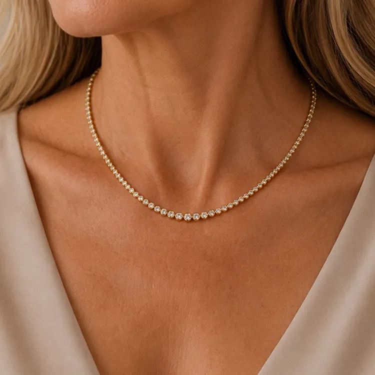 42 cm lab grown diamant halskjede i 14 karat gull 5,76 ct