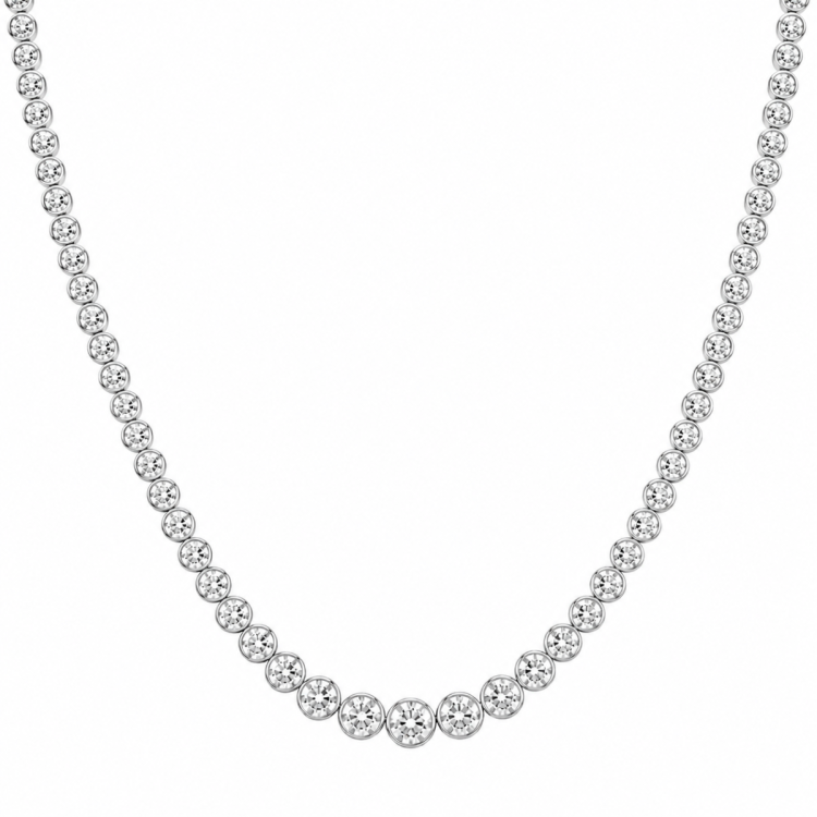 45 cm lab grown diamant halskjede i 14 karat hvitt gull 6,02 ct