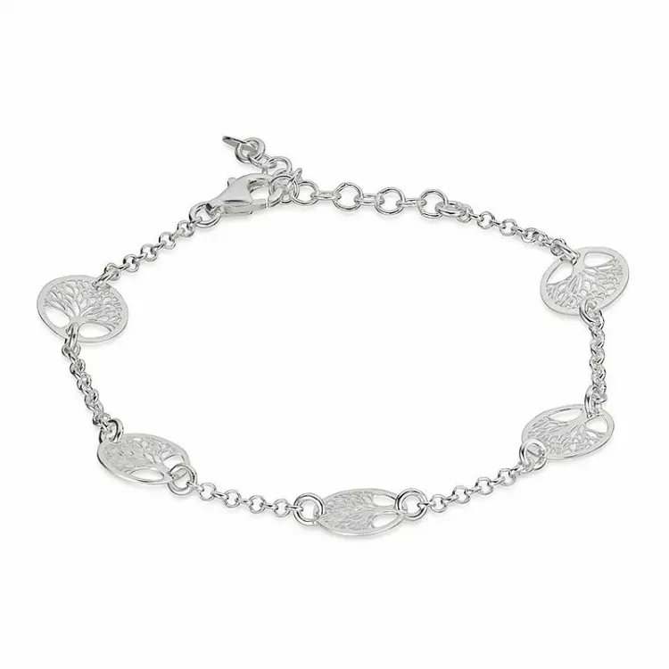 livets tre armbånd i sølv med tre i sølv