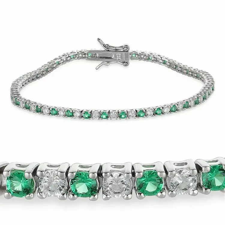 grønn zirkon tennisarmbånd i sølv x 2,6 mm