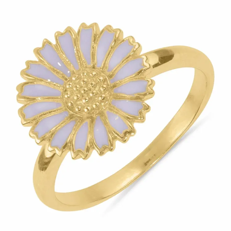 12 mm margeritt lilla ring i forgylt sølv - Marie