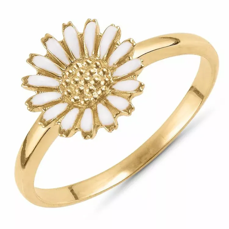 10 mm margeritt ring i forgylt sølv