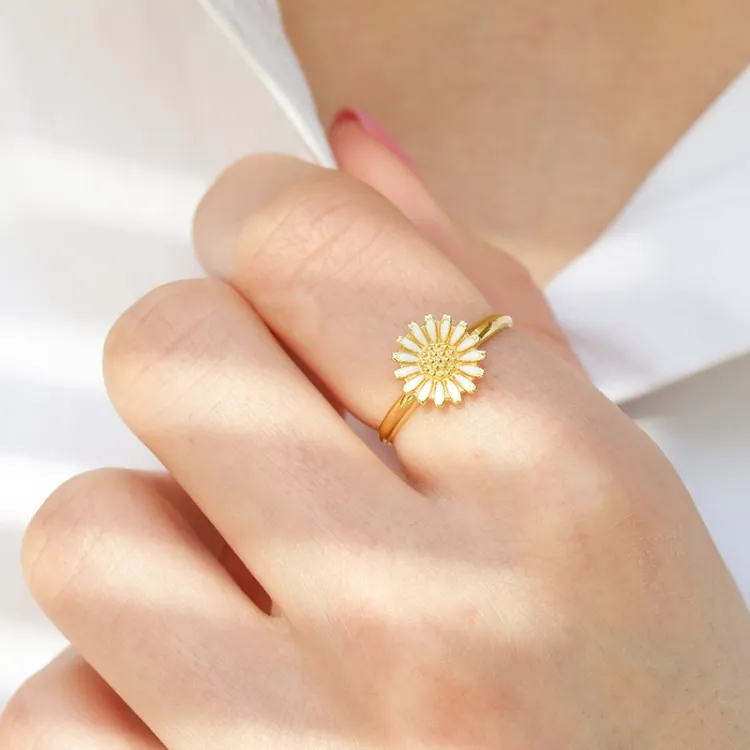 10 mm margeritt ring i forgylt sølv
