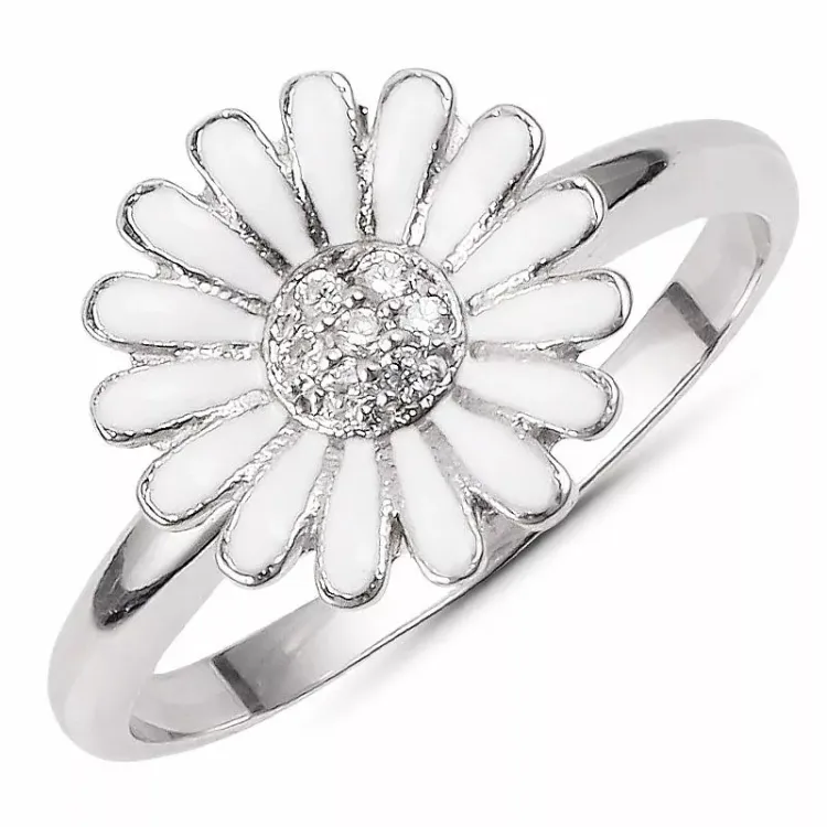 11 mm margeritt zirkon ring i sølv - Matilda