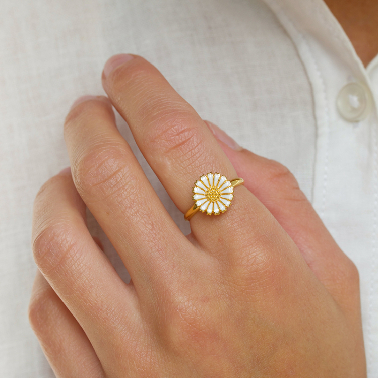 12 mm margeritt ring i forgylt sølv - Marie