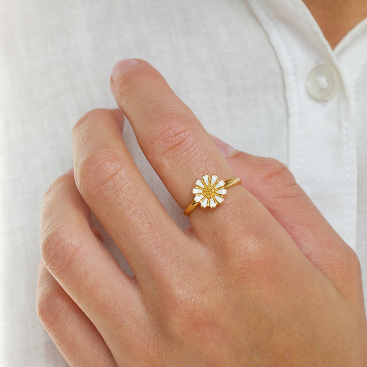 10 mm margeritt ring i forgylt sølv