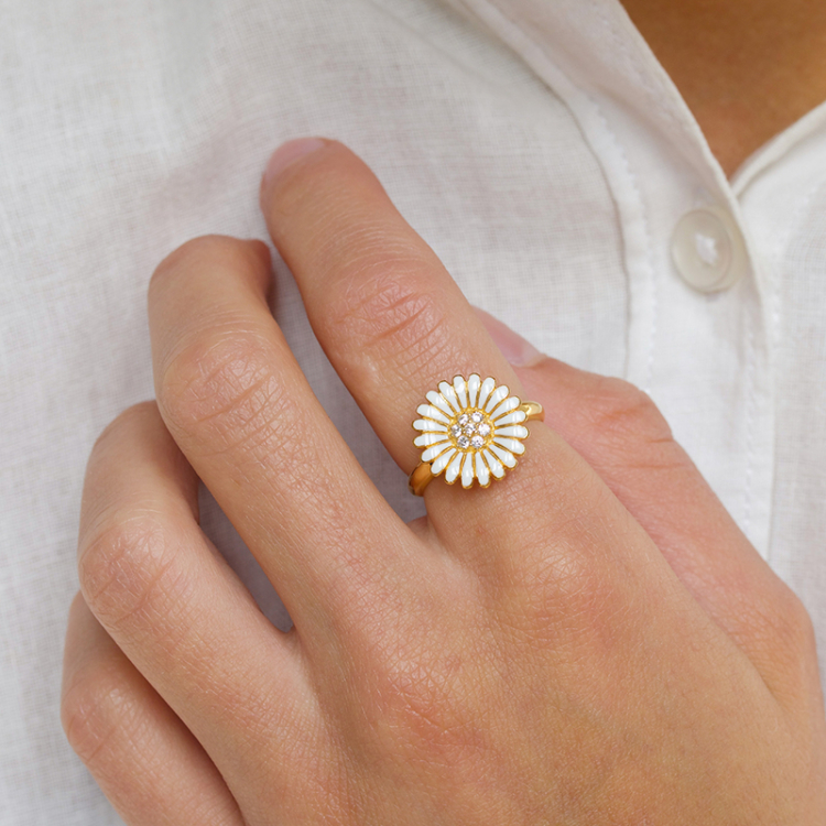 14 mm margeritt ring i forgylt sølv - Matilda