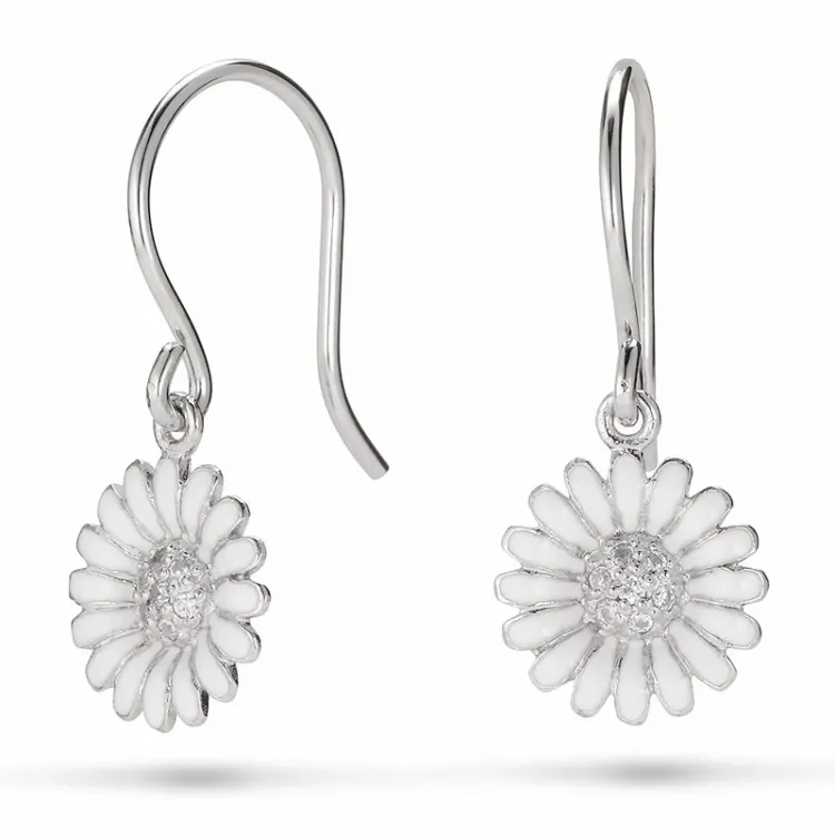 10 mm margeritt øredobber i rodinert sølv - Matilda