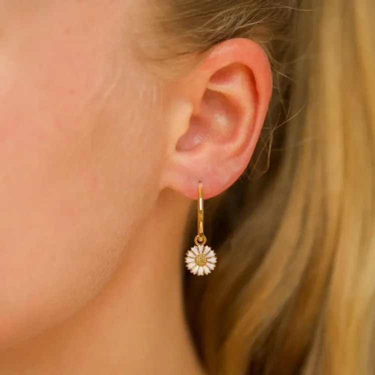 18 mm margeritt lilla creol i forgylt sølv - Marie