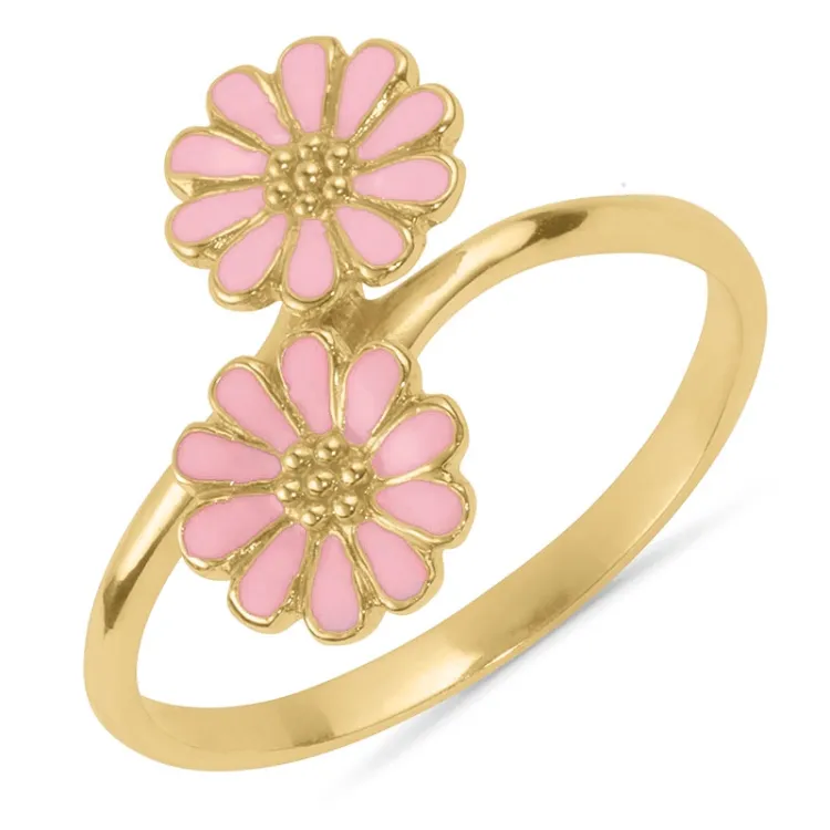 margeritt rosa ring i forgylt sølv - Maggie