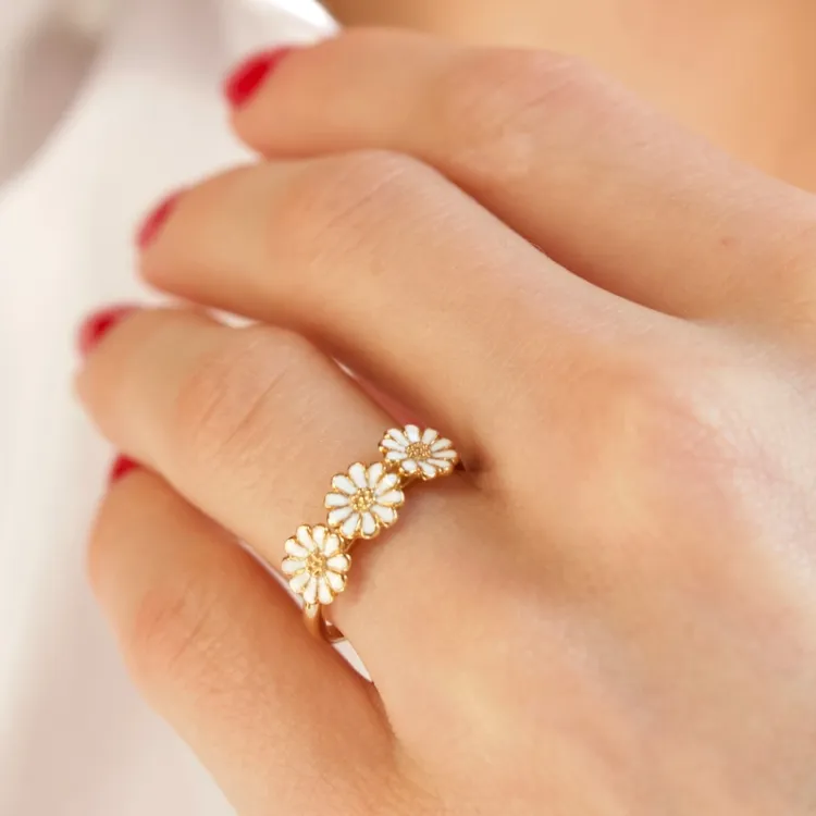 Elegant margeritt ring i forgylt sølv - Maggie