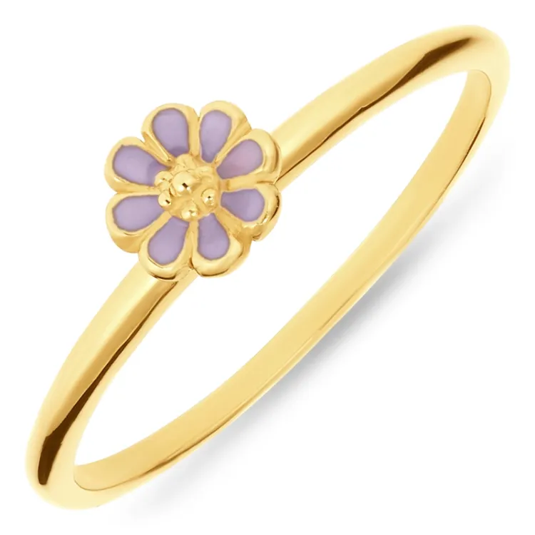5 mm margeritt lilla ring i forgylt sølv - Maggie