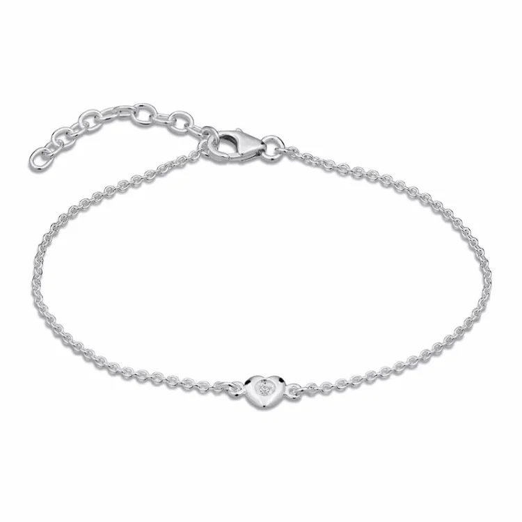 hjerte zirkon armbånd i sølv - Amoré