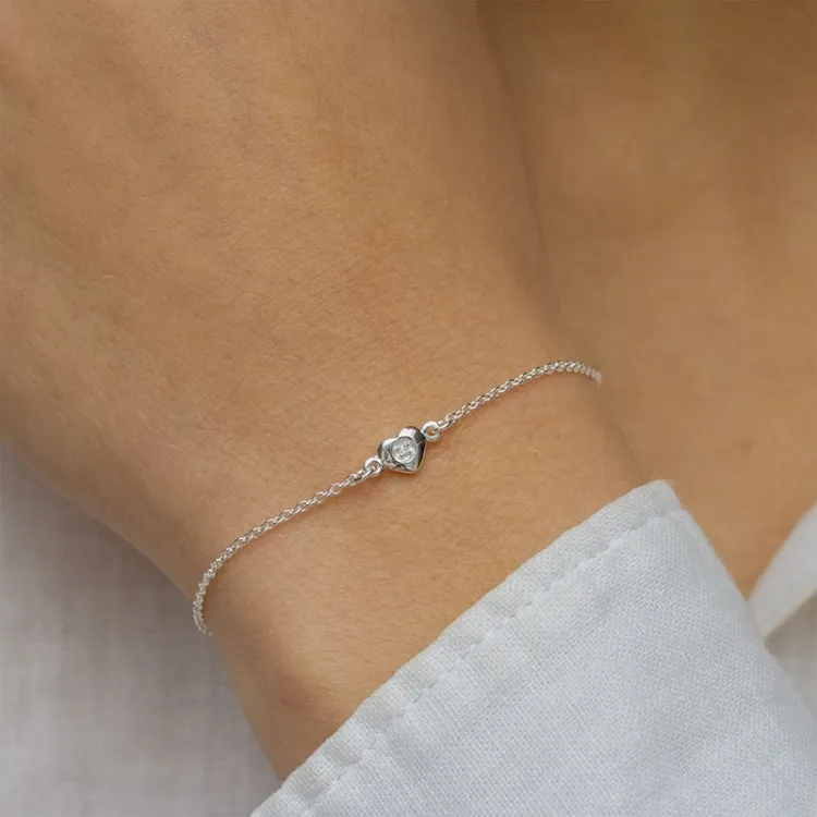 hjerte zirkon armbånd i sølv - Amoré