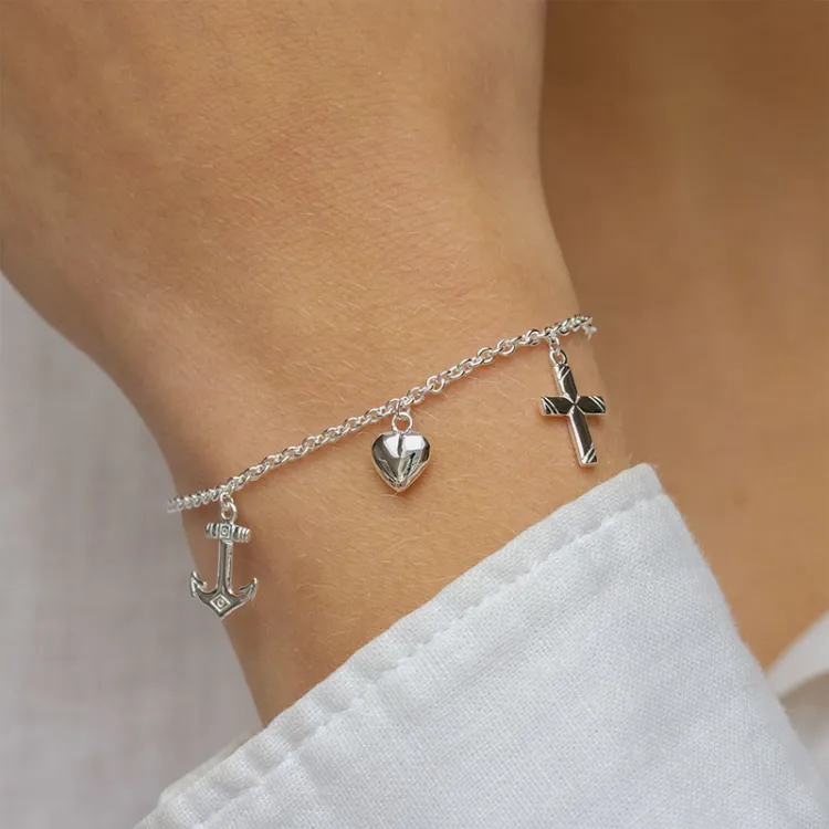 tro-håp-kjærlighet armbånd i sølv - Amoré
