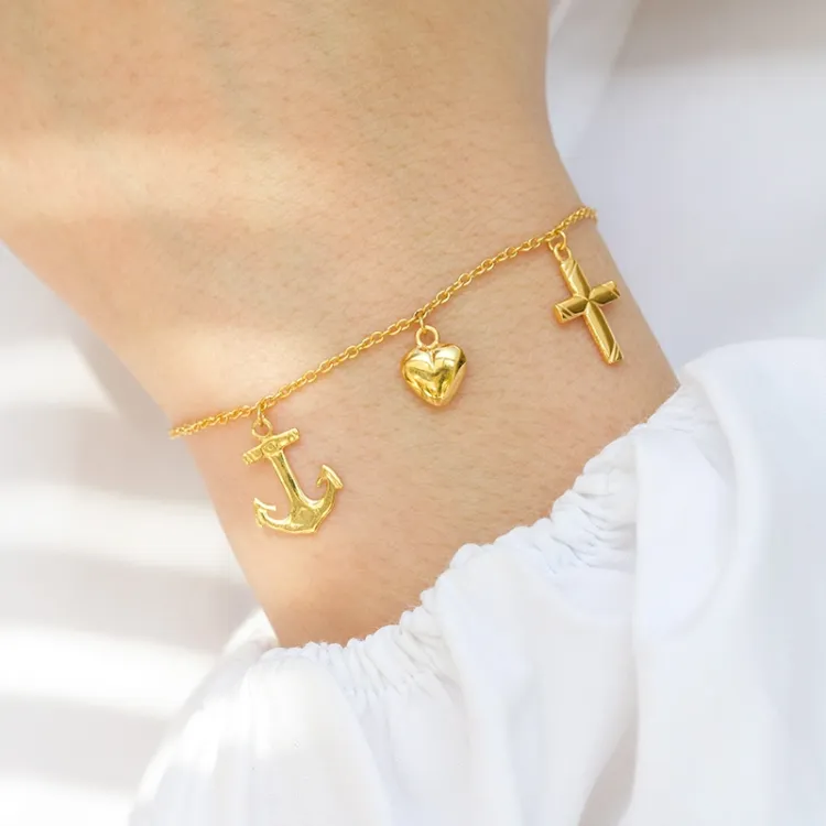 tro-håp-kjærlighet armbånd i forgylt sølv - Amoré