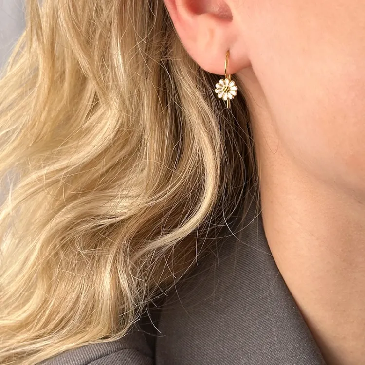 7,5 mm margeritt ørekroker i forgylt sølv - Mix & Match