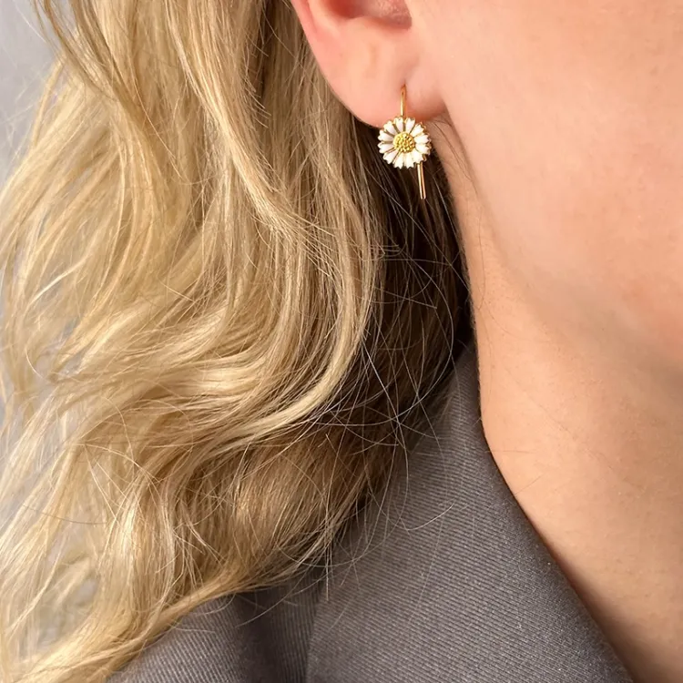 9,5 mm margeritt ørekroker i forgylt sølv - Mix & Match