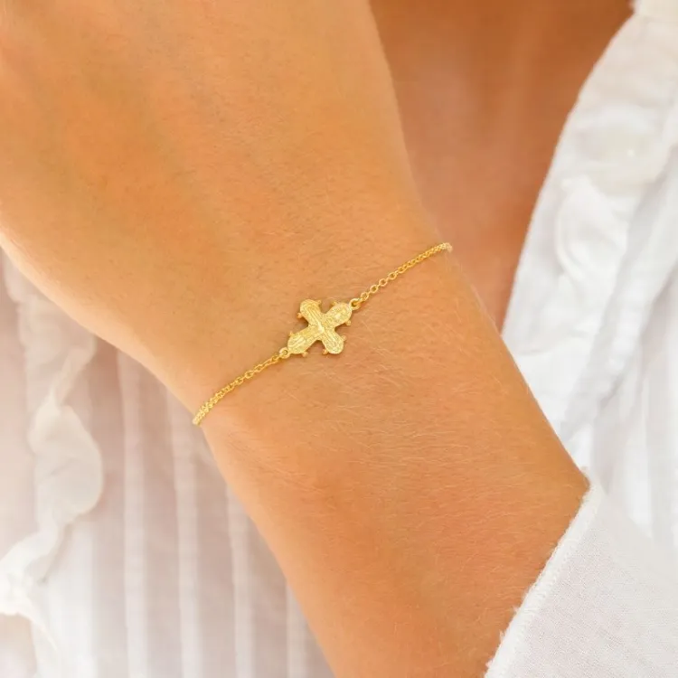 12 x 10,5 mm dagmarkors ankerarmbånd i forgylt sølv - Amoré