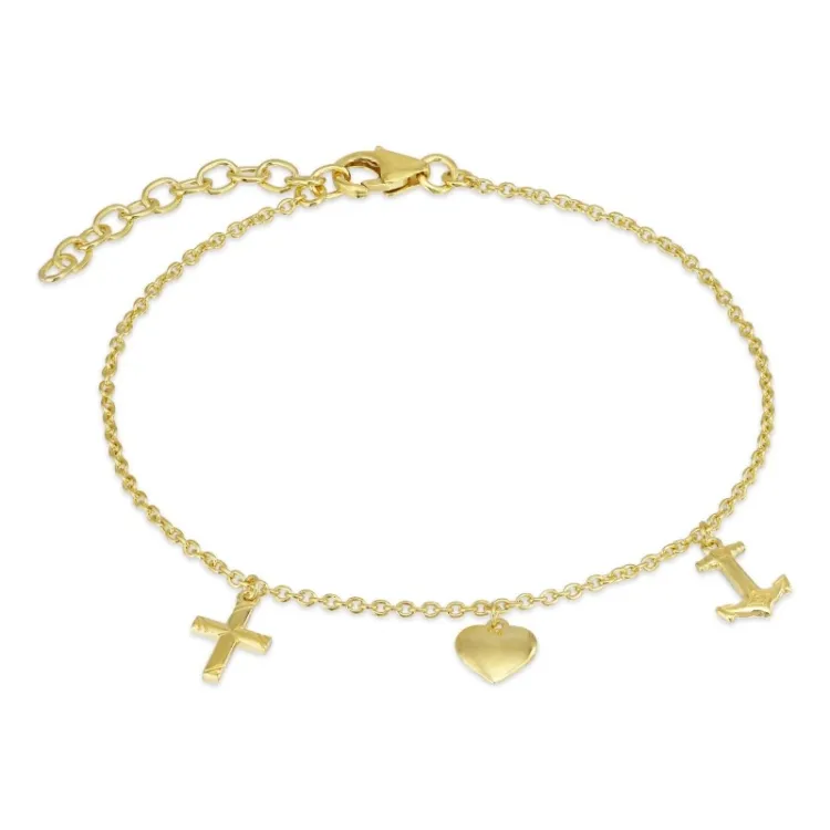 tro-håp-kjærlighet armbånd i forgylt sølv - Amoré