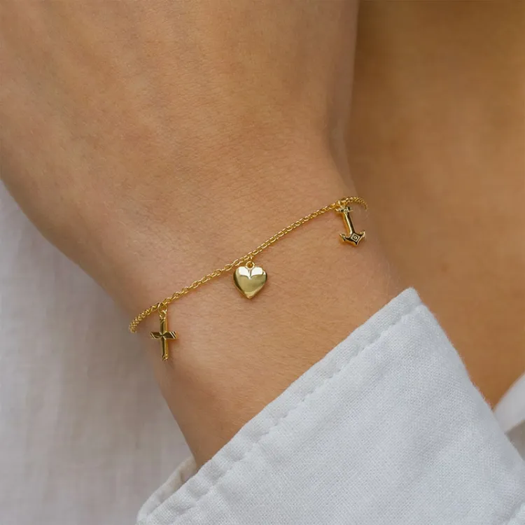 tro-håp-kjærlighet armbånd i forgylt sølv - Amoré