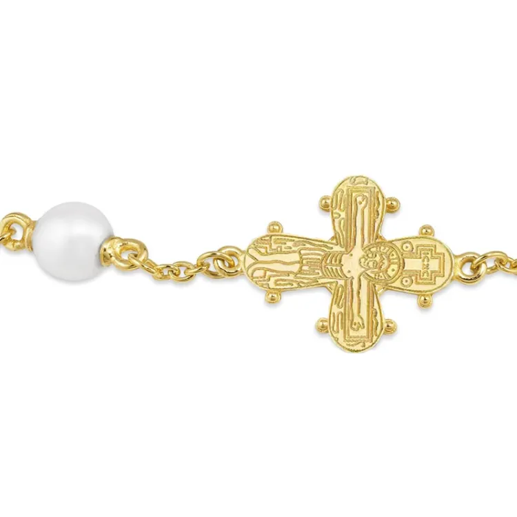 12 x 10,5 mm dagmarkors perle armbånd i forgylt sølv - Amoré