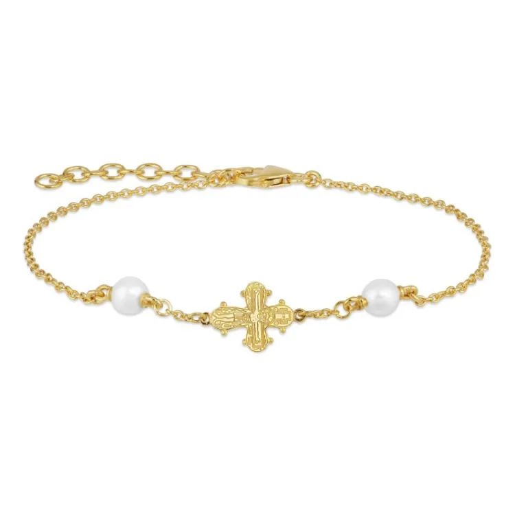 10 x 8,5 mm dagmarkors perle armbånd i forgylt sølv - Amoré