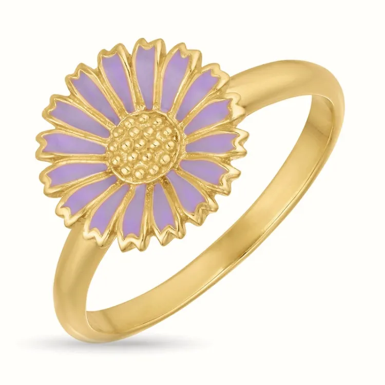 11 mm margeritt lilla ring i forgylt sølv - Marie