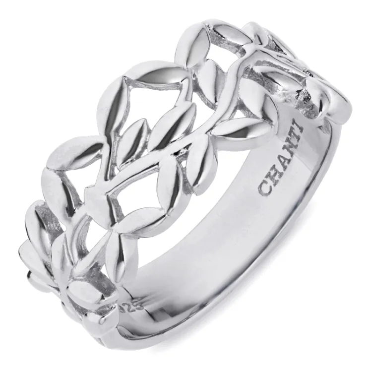 blad ring i sølv