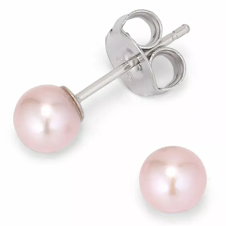 5-5,5 mm aa-graded rosa perleørepynt i sølv