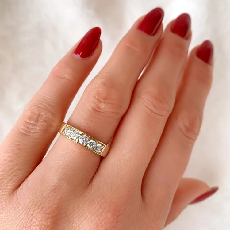 diamant alliansering i 14 karat gull 0,50 ct