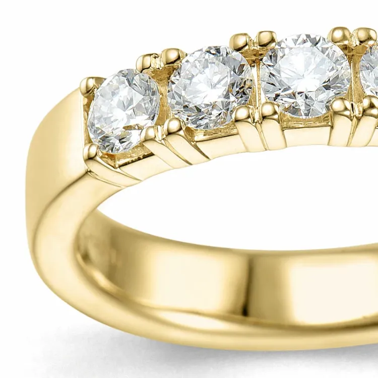 lab grown diamant alliansering i 14 karat gull 5 x 0,20 ct
