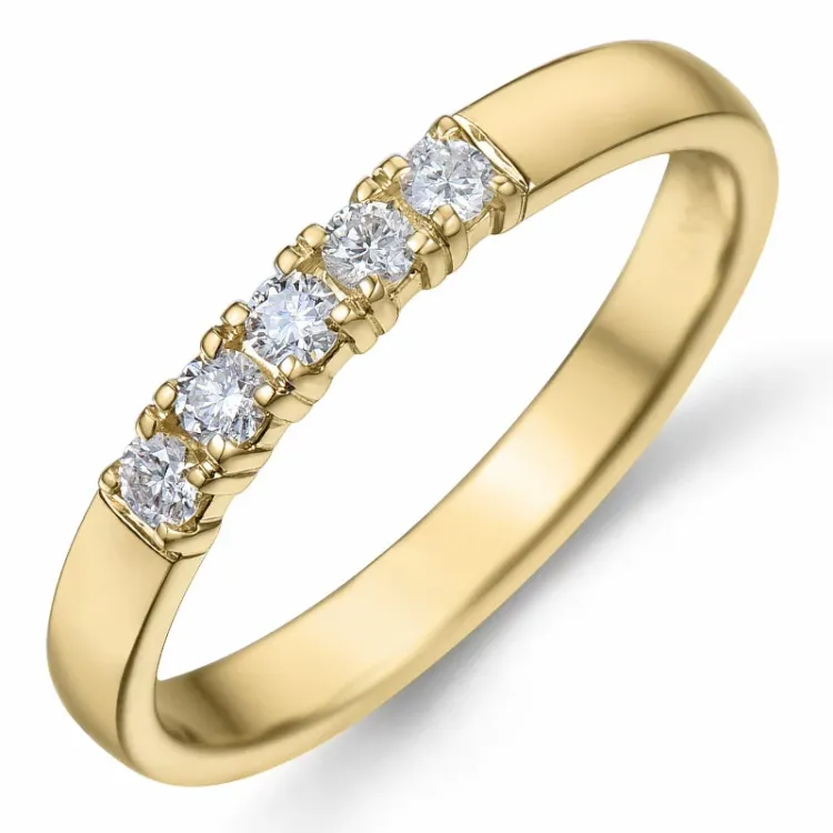 smal alliansering i 14 karat gull 5 x 0,03 ct