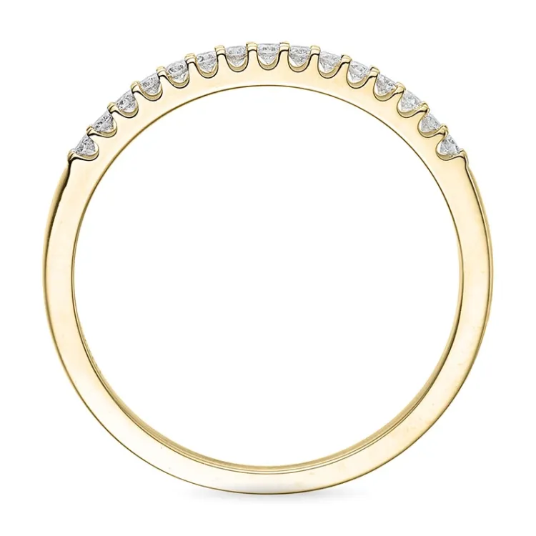 Smal diamant alliansering i 14 karat gull 0,15 ct