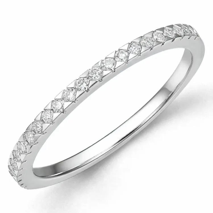 diamant alliansering i 14 karat hvitt gull 0,20 ct