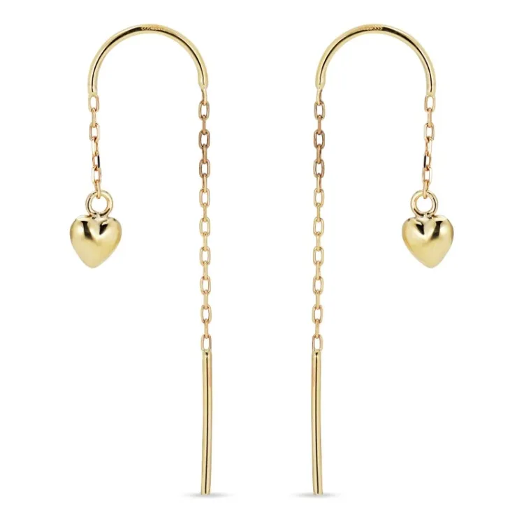 lange hjerte kjedeøreringer i 8 karat - Gold Collection