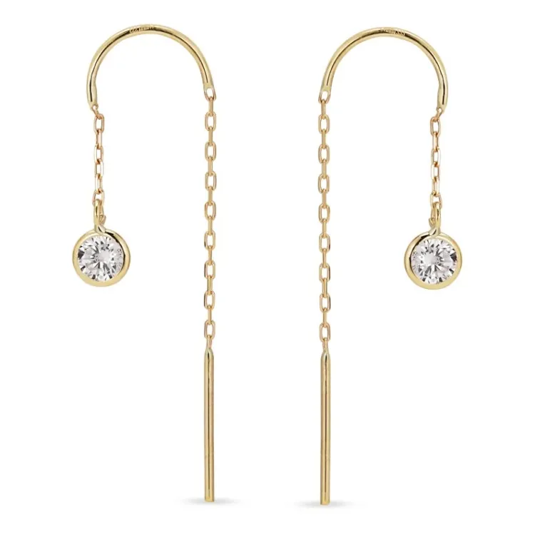 lange zirkon kjedeøreringer i 8 karat - Gold Collection