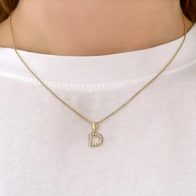 bokstav d anheng i 8 karat - My Letter