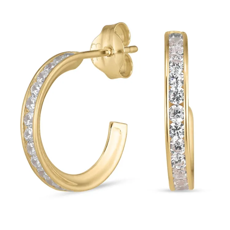 13 mm halvcreol i 8 karat med zirkon - Gold Collection