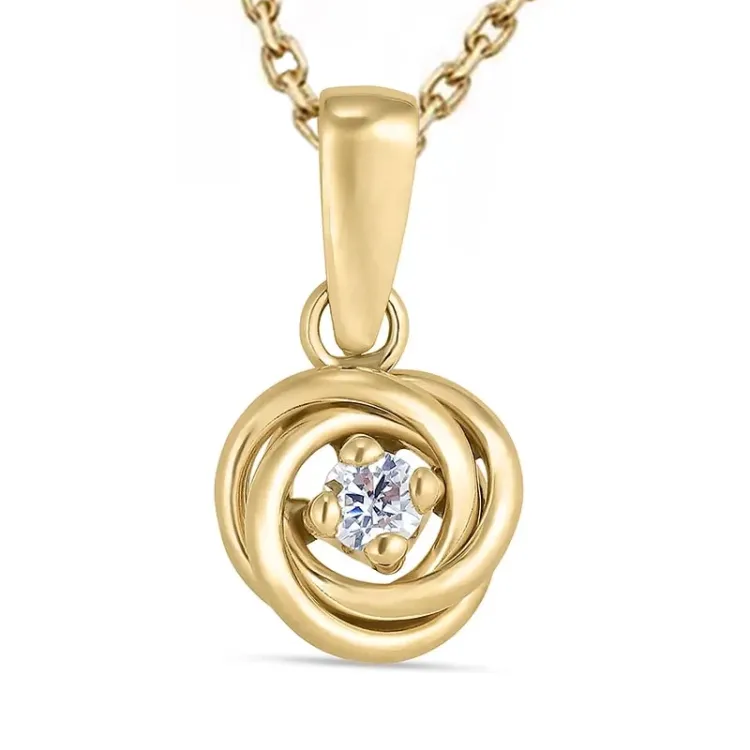 zirkon halskjede i forgylt sølv med anheng i 8 karat - Gold Collection